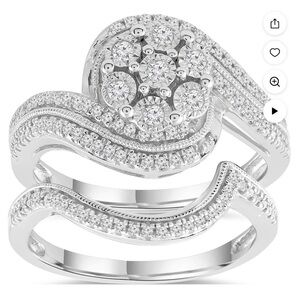 Forever Bride Women’s Sterling Silver 1/3 CTTW Diamond Flower Bridal Set New SZ7